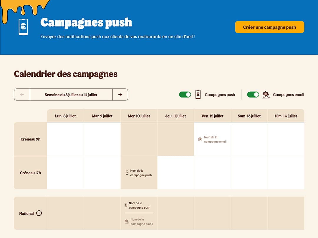 Burger King Factory calendrier des campagnes